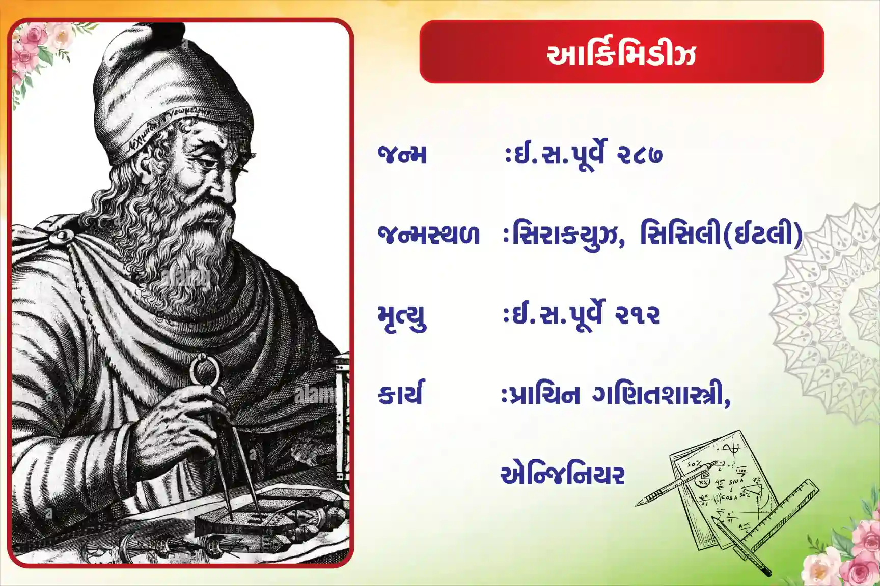 Archimedes Biography 18 inch × 24inch Foam Sheet