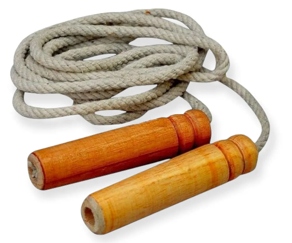 Natural Wooden handle cotton skipping ropes