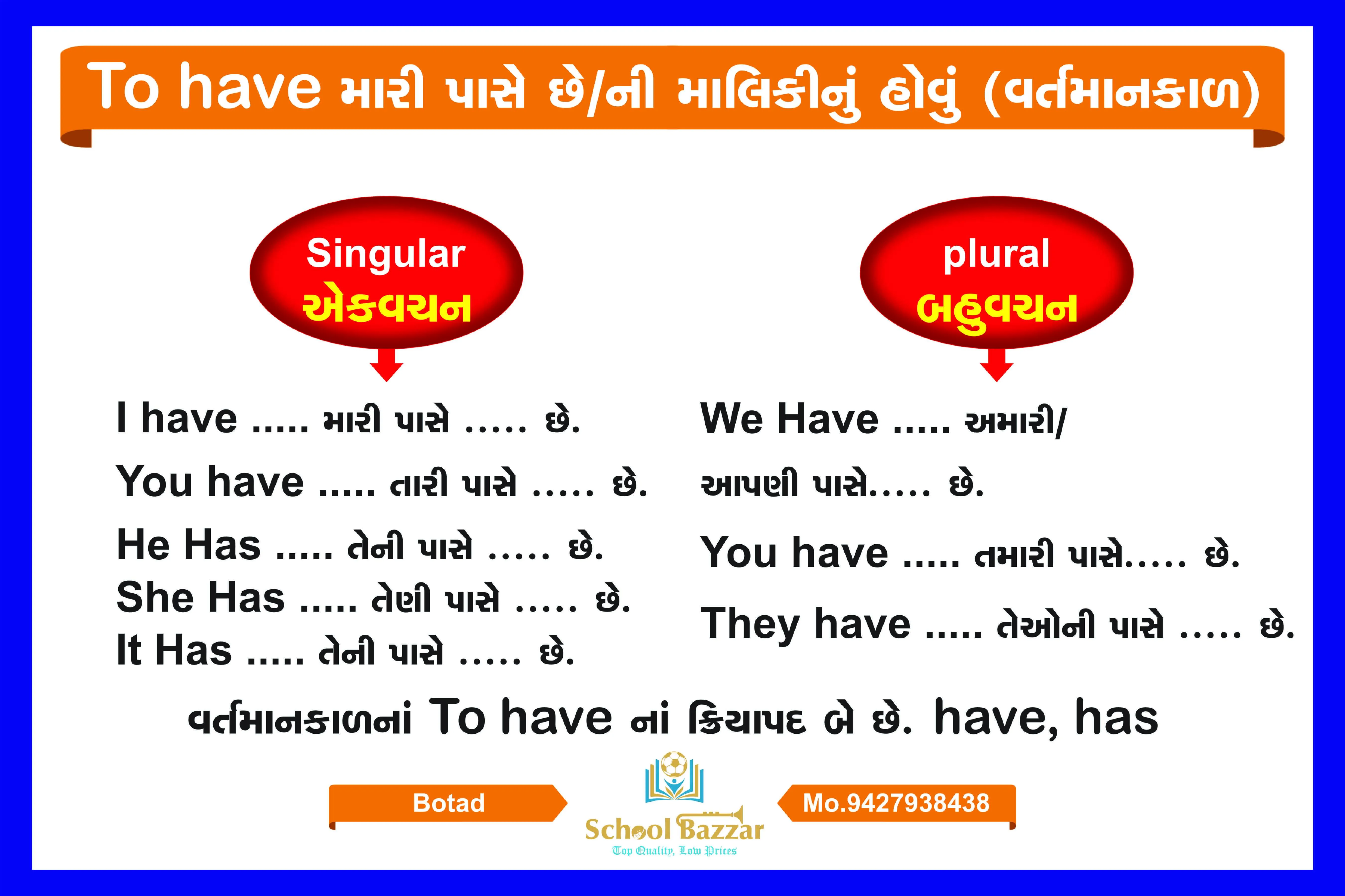 To Have (Present) Wall Chart With lamination (50 x 70 cm)